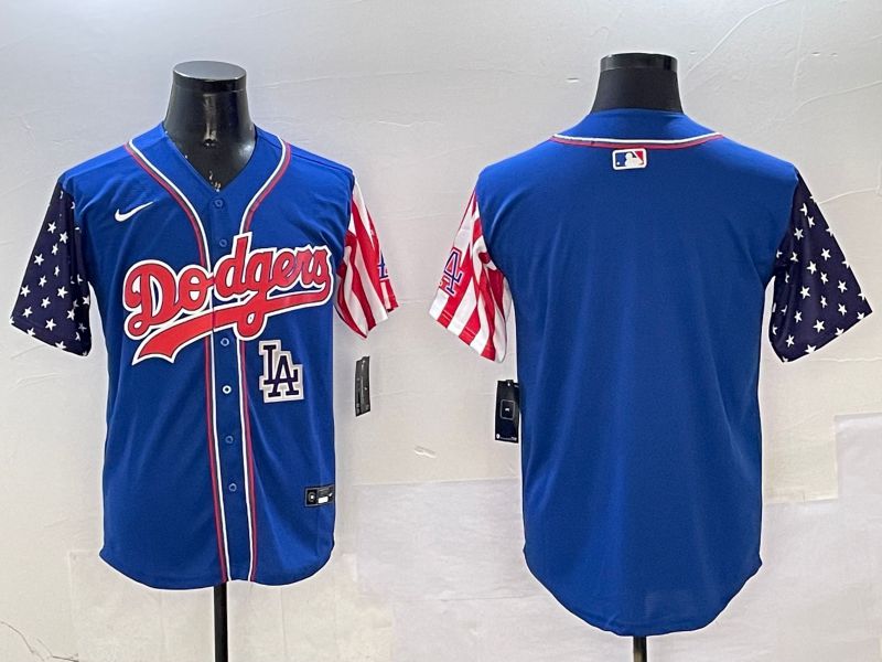 Men Los Angeles Dodgers Blank Blue a generation of national flags Joint name 2025 Nike MLB Jersey style 6